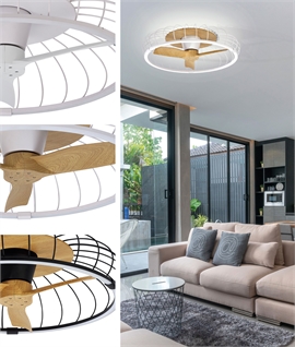 Cage Ceiling Fan with LED Halo Illumination