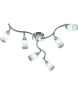 Ceiling Bar with 6 Glass Lamp Heads - G9 Lamps