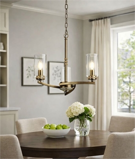 Hanging or Flush Mounted Clear Glass & Crystal Pendants - 3 or 5 Arm Hanging or Flush Mounted Clear Glass & Crystal Pendants - 3 or 5 Arm