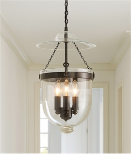 Timeless Illumination - Antique Bronze Georgian Bell Jar Lantern with Chain Suspension Timeless Illumination - Antique Bronze Georgian Bell Jar Lantern with Chain Suspension