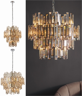 Crystal and Chrome Chandelier  with Champagne Colour Twist