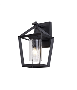 Chilton Down Wall Lamp, 1 x E27, IP54, Anthracite-Clear Rain Drop Effect Glass, 2yrs Warranty