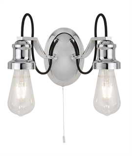 Nautical Style Traditional Chrome Wall Light with Pull Cord