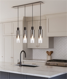 5 Flex Flush Mounted Linear Pendant in Black with Smoke Fade Glass