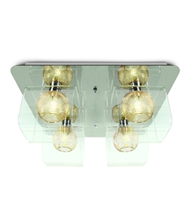 Chrome & Clear Glass Decorative Flush Ceiling light 
