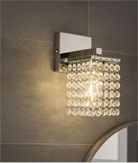 Chrome & Crystal Wall Light - IP44 Rated for Bathrooms