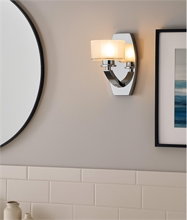 Art Deco Style Chrome Bathroom Wall Light IP44 Rated 