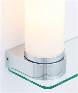 Opal and Chrome Wall Light Integrated Glass Shelf 