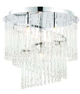 Cascading Chrome & Clear Glass Flush Ceiling Light