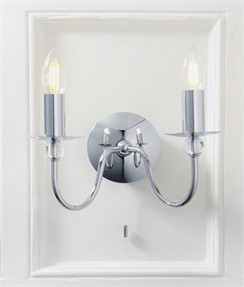 Stylish Chrome Twin Arm Switched Wall Light