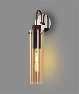 Bruni Single Switched Wall Light - Mocha & Amber Glass
