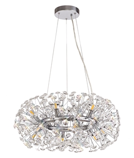 Pretty Chrome and Crystal Suspended Ceiling Light