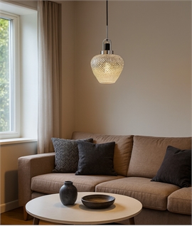 Ombre Effect Smoke Glass & Chrome Pendant Light