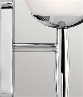 Opal Globe & Chrome Single Bathroom Wall Light - IP44