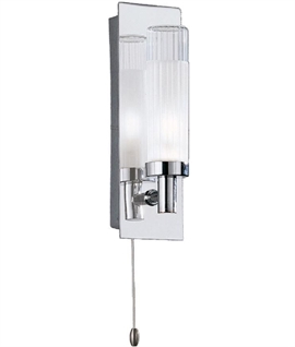 Ribbed Glass & Chrome Wall Light for Bathrooms - IP44