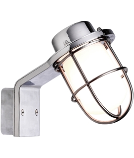 Smaller Contemporary Marine Style Wall Light Caged Opal Glass