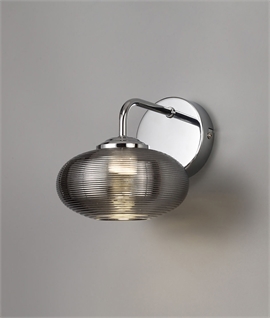 Chrome & Ribbed Glass LED Wall Light - 3 Options