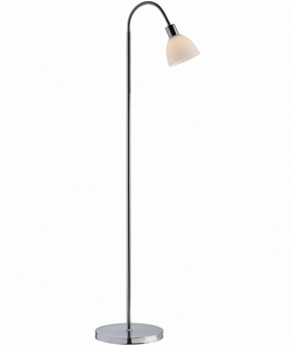Adjustable Chrome Base Floor Lamp with Opal Glass