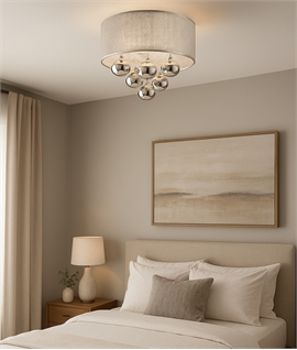 Hollywood Glam Chrome Mesh Flush Light with Baubles