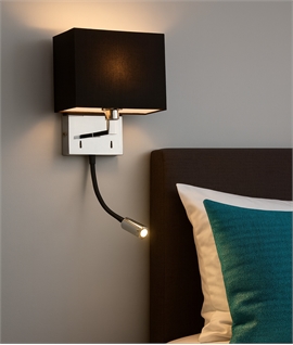 Chrome Bedside Wall Light - Black Shade and 3w LED Arm