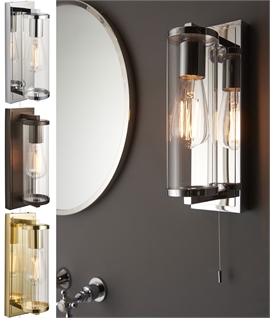Industrial Metal & Glass Tubular Bathroom Wall Light