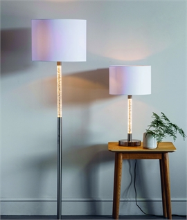 Chrome Floor Lamp with Bubble Detail and White Shade