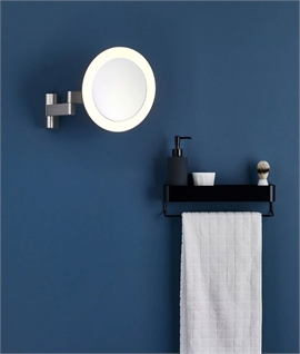Edge-Lit LED Bathroom Wall Mounted Vanity Mirror - 5x Magnification 