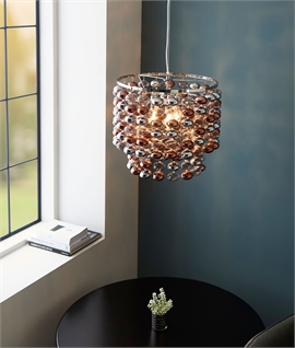 Chrome Pendant with Multiple Clear, Grey, Chrome & Copper Balls