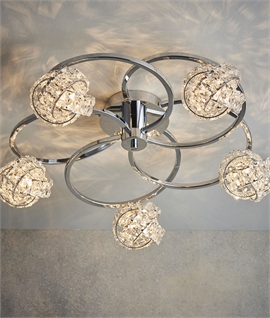 Sculptural Semi Flush Ceiling Light - 3 or 5 Light