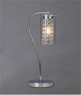 Switched Chrome Table Lamp with Clear Glass & Crystal