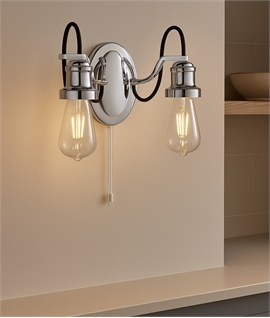 Nautical Style Traditional Chrome Wall Light with Pull Cord