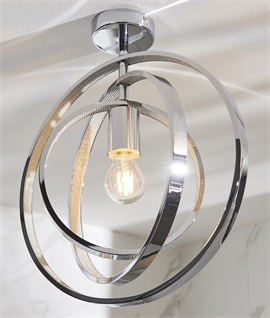 Chrome Semi Flush Triple Hoop Ceiling Light