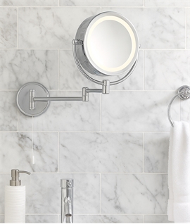 Extending & Adjutable Round IP44 Vanity Mirror for E14 Lamp