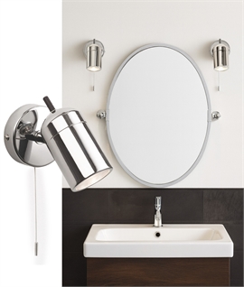 Adjustable Wall Spotlight in Chrome with Pullcord Switch - IP44