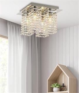 Polished Chrome & Crystal Ceiling Light with IP44 Rating