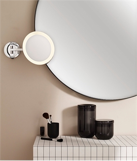 LED Illuminated Adjustable Arm Round Mirror