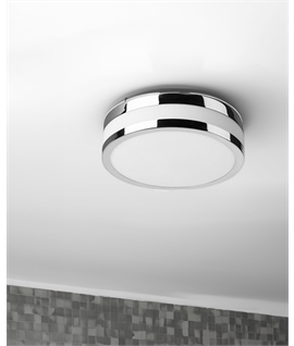 LED Chrome & Opal Glass Ceiling Light - IP44 Rated for Bathroom & WCs