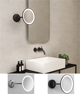 LED Illuminated Adjustable Arm Round Mirror