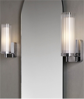 Polished Chrome Rippled Glass Wall Light - IP44 