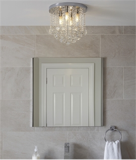 Crystal & Chrome Flush Ceiling Light - IP44 Rated
