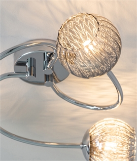 Smoke Glass Shade & Chrome Swirl Flush Ceiling Light