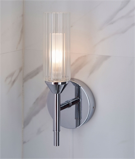 Single Polished Chrome and Ribbed Glass Wall Light