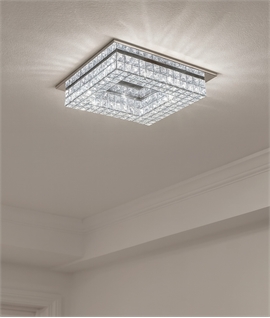 Square Crystal & Glass LED Semi-Flush Ceiling Light