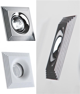 Modern Stepped Square Downlight in Chrome or White – Tegular Detail