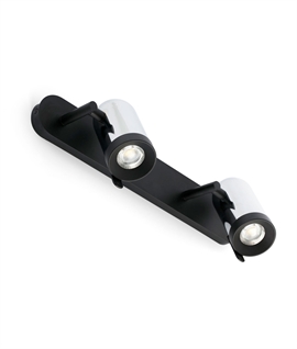 Adjustable Double Spot Wall Light - Black and Chrome - GU10 Lamps