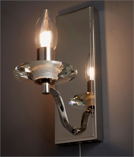 Bare Lamp and Crystal Sconce Chrome Wall Light - IP44
