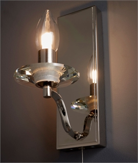 Simple Chrome & Crystal Bathroom Wall Light - IP44