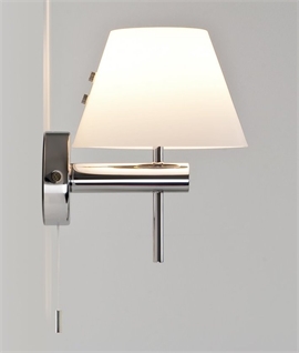 ... Bathroom Safe Wall Light with Glass Shade and Pullcord