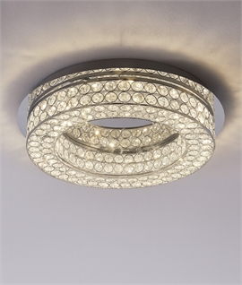 Modern Round Crystal LED Ceiling Light – Warm White & 24w 