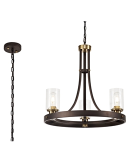 Clear Glass Shade Brown & Bronze Circular Pendant Light - 2 Options